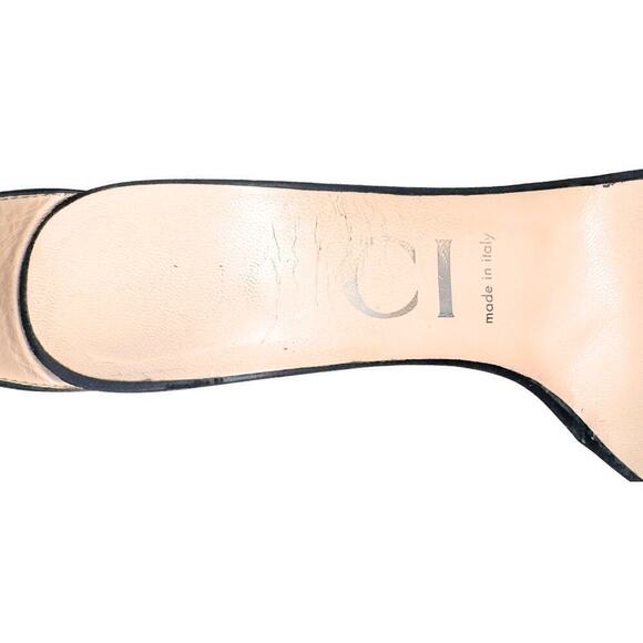 Gucci GG Logo Marmont Black Suede Heels Sandals Isle Crystal Ankle Strap EU 37.5 - Picture 8 of 11